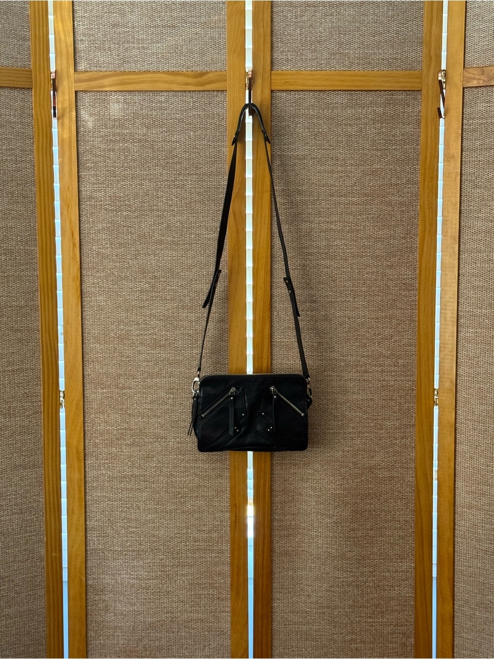 Karl Lagerfeld Classic Black Leather Crossbody Bag